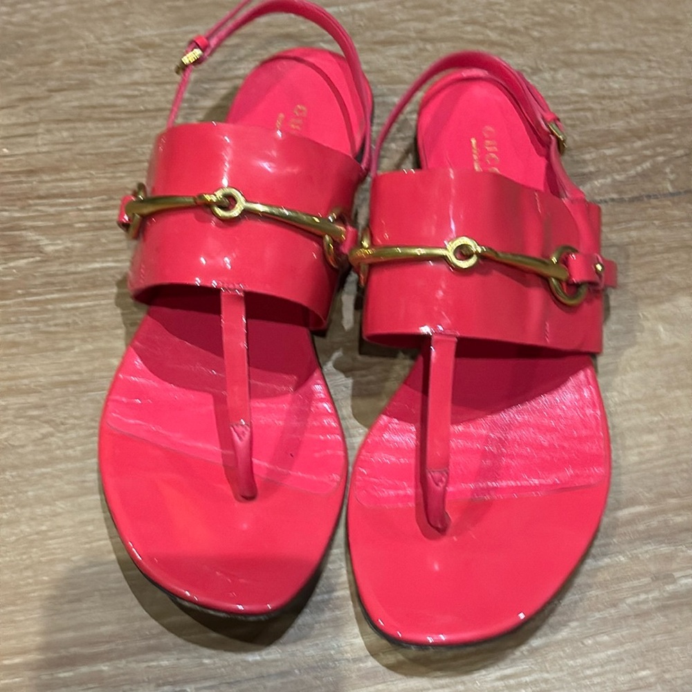 Gucci Horsebit Pink Patent Leather Slingback Sandals – Size 40.5